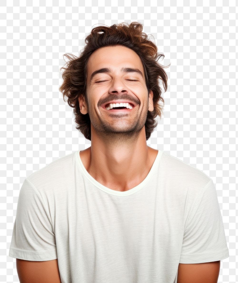 PNG Happy smiling man relaxation laughing portrait. AI generated Image by rawpixel.