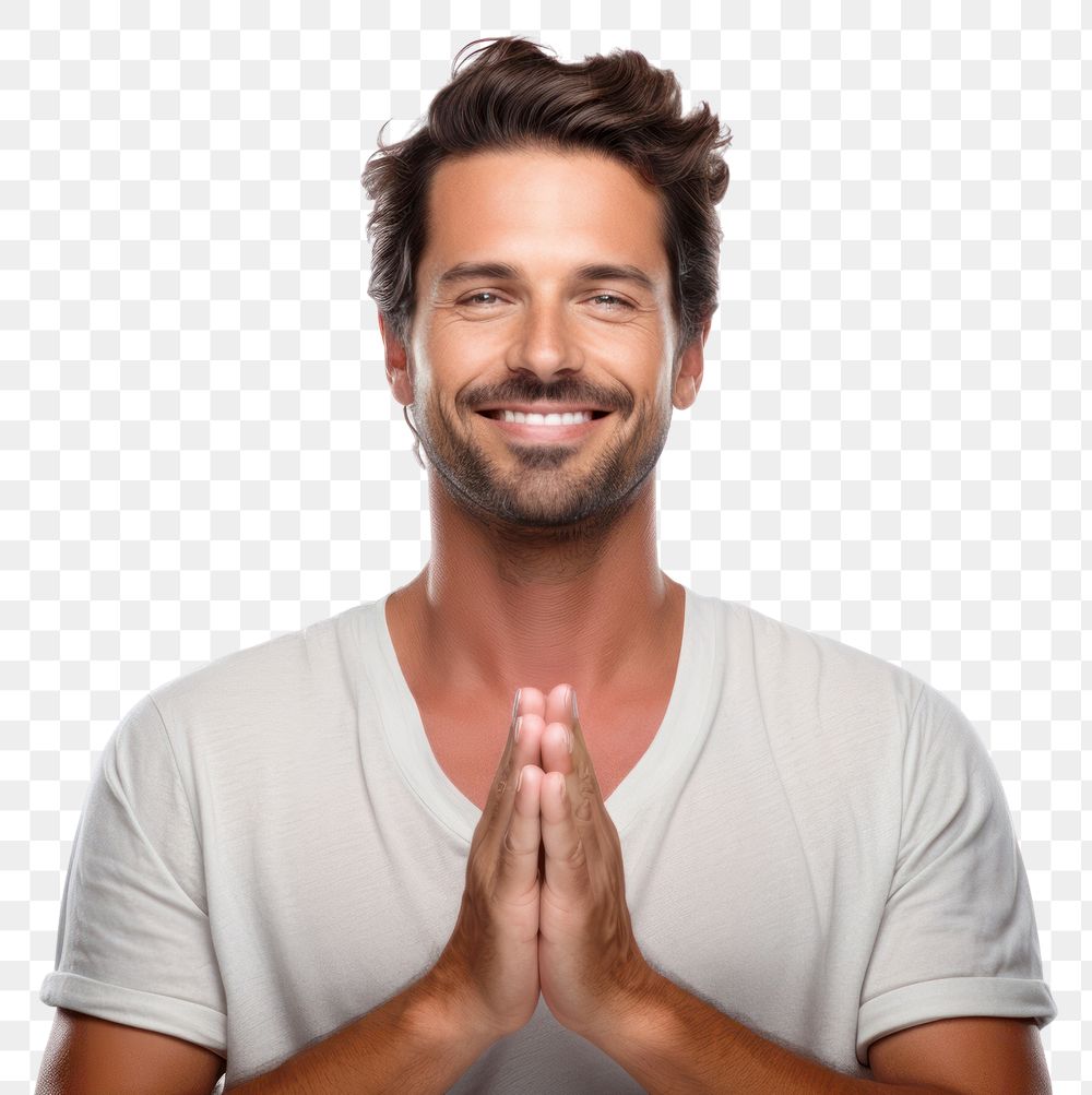 PNG Happy smiling man relaxation meditating portrait. AI generated Image by rawpixel.