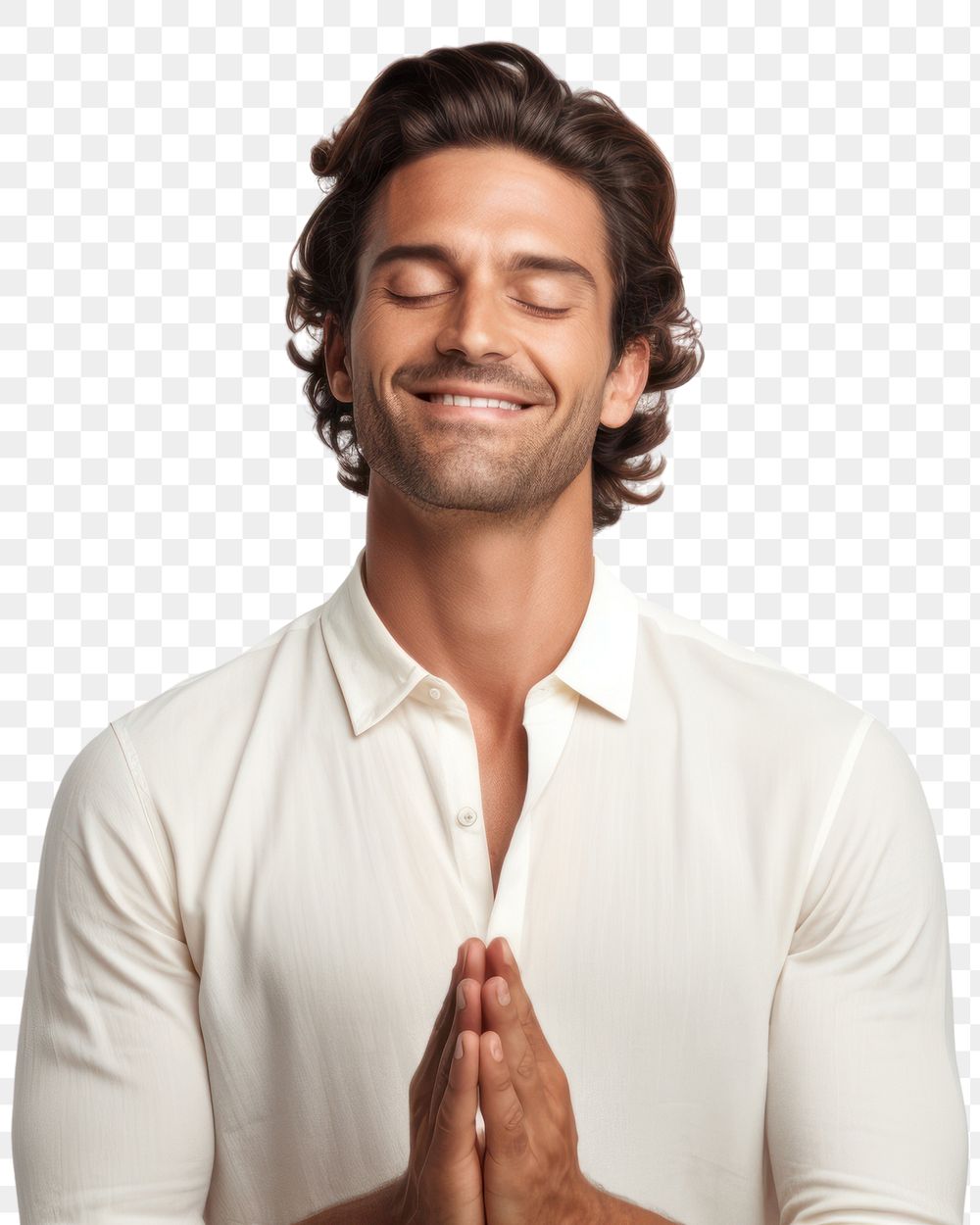 PNG Happy smiling man portrait relaxation meditating. AI generated Image by rawpixel.