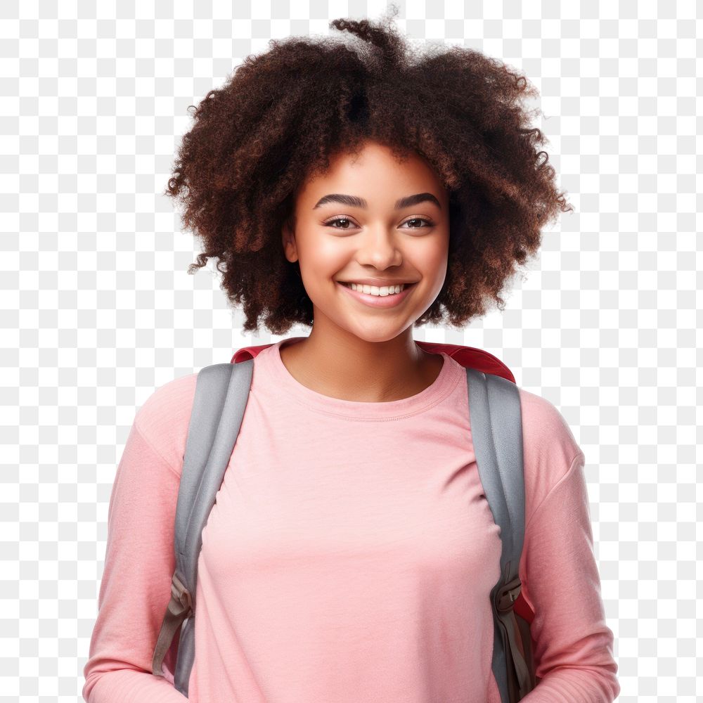 PNG African american teen girl portrait smiling adult. AI generated Image by rawpixel.