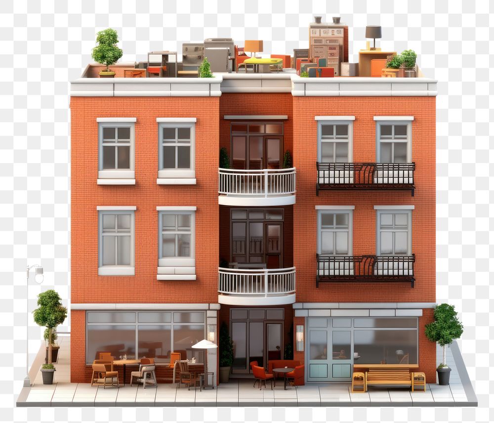 PNG Brick apartment architecture furniture building. AI generated Image by rawpixel.