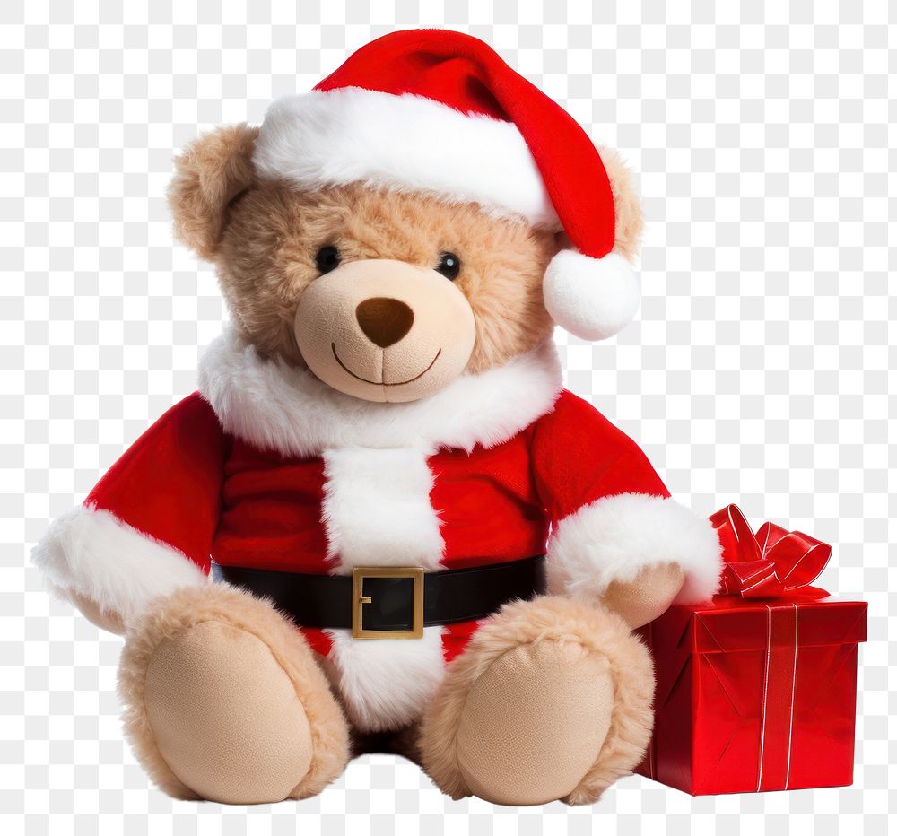 PNG  Santa claus plush bear toy. AI generated Image by rawpixel.