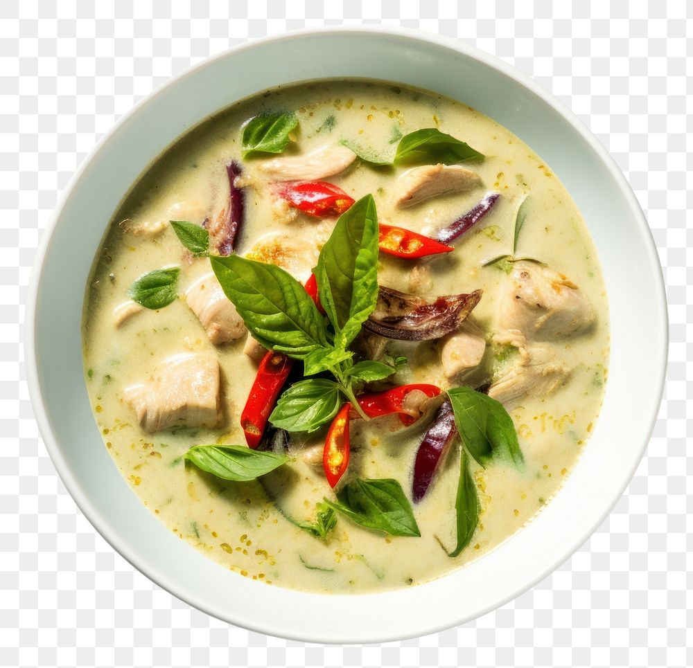 PNG Thai green curry plate food meal. AI generated Image by rawpixel.