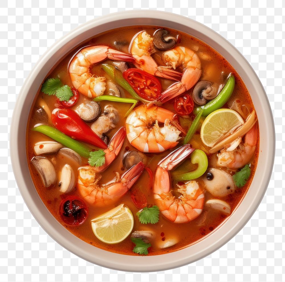 PNG Tom yum goong seafood shrimp meal. AI generated Image by rawpixel.