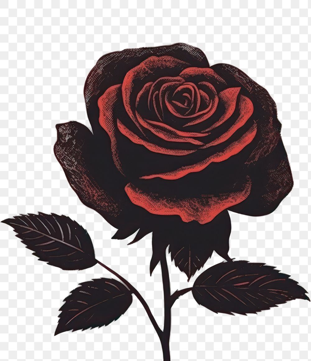 PNG Rose flower black plant. AI generated Image by rawpixel.