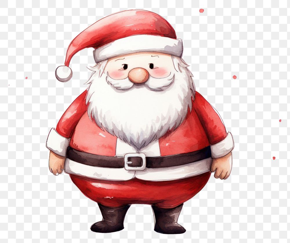 PNG  Chubby santa claus drawing winter white background. AI generated Image by rawpixel.