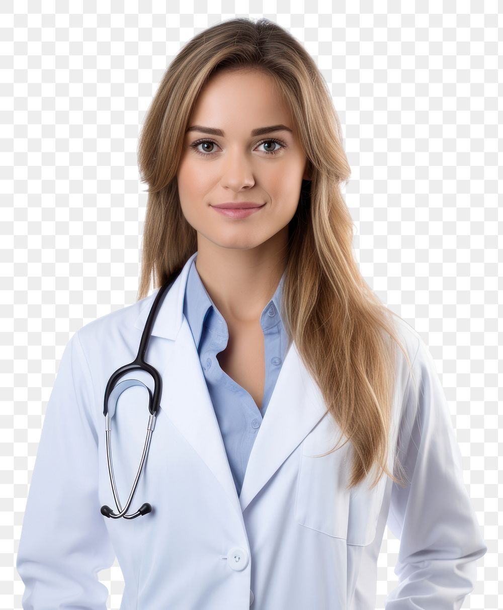 PNG Female doctor adult white background stethoscope. AI generated Image by rawpixel.