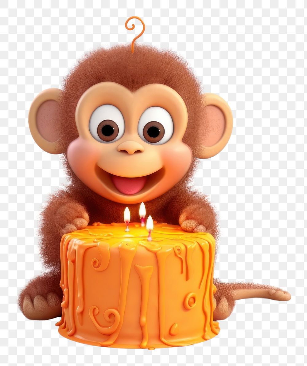 PNG  Monkey dessert cake food. AI generated Image by rawpixel.