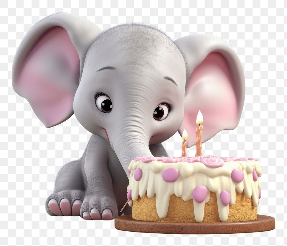 PNG  Elephant dessert mammal cake. AI generated Image by rawpixel.