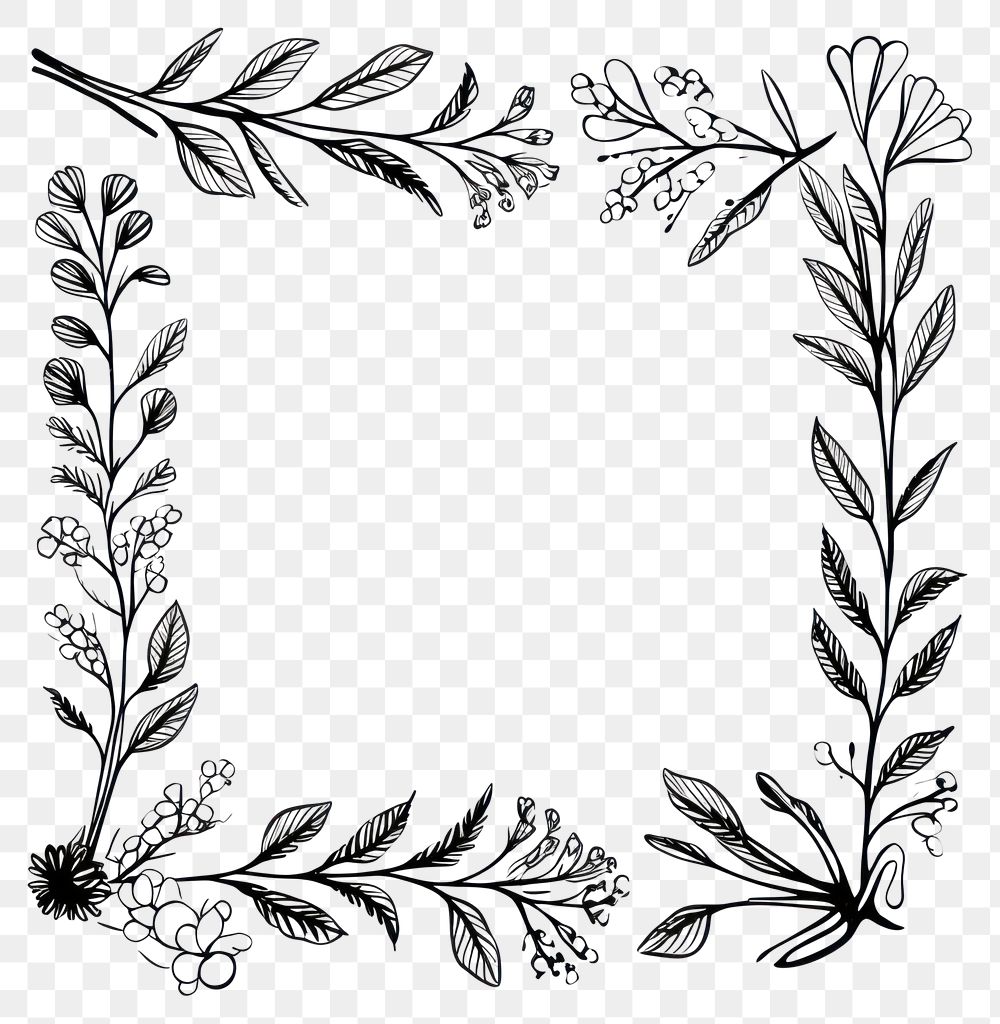 PNG  Botanical pattern drawing sketch. AI generated Image by rawpixel.