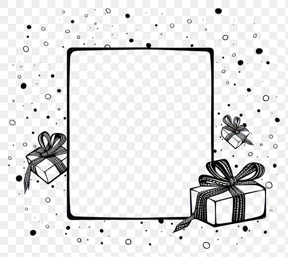 PNG  Gift box paper frame line. AI generated Image by rawpixel.