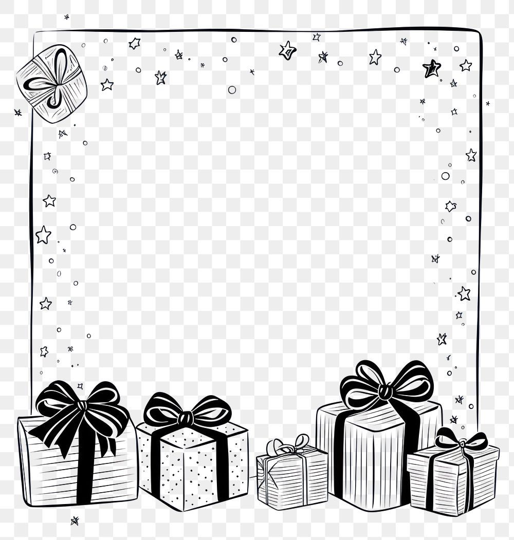 PNG  Gift box paper doodle line. AI generated Image by rawpixel.