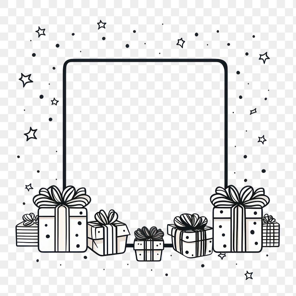 PNG Gift box doodle paper frame. AI generated Image by rawpixel.
