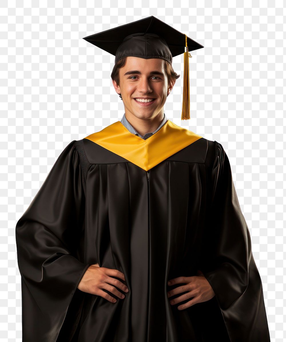 PNG Graduation gown white background intelligence achievement. AI generated Image by rawpixel.