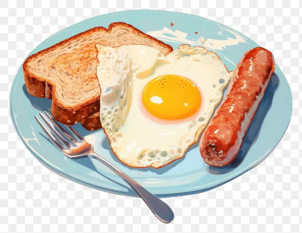PNG Egg sausage fried food. AI generated Image by rawpixel.