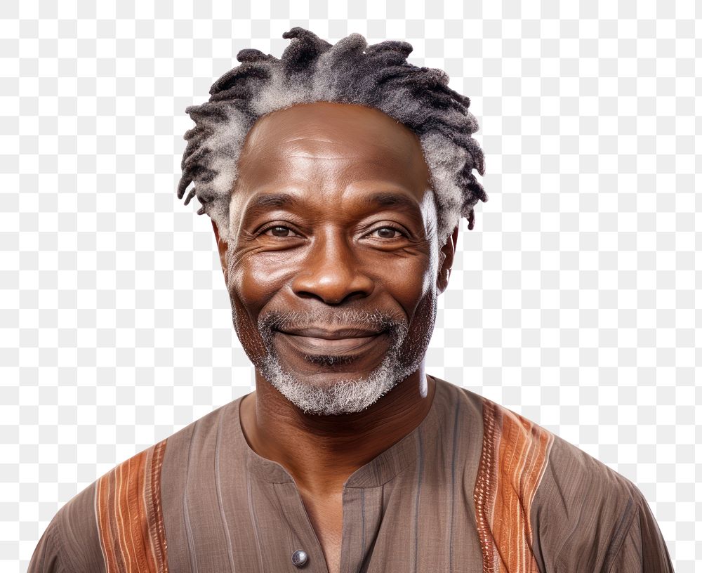 PNG Middle aged african man portrait adult white background. AI generated Image by rawpixel.