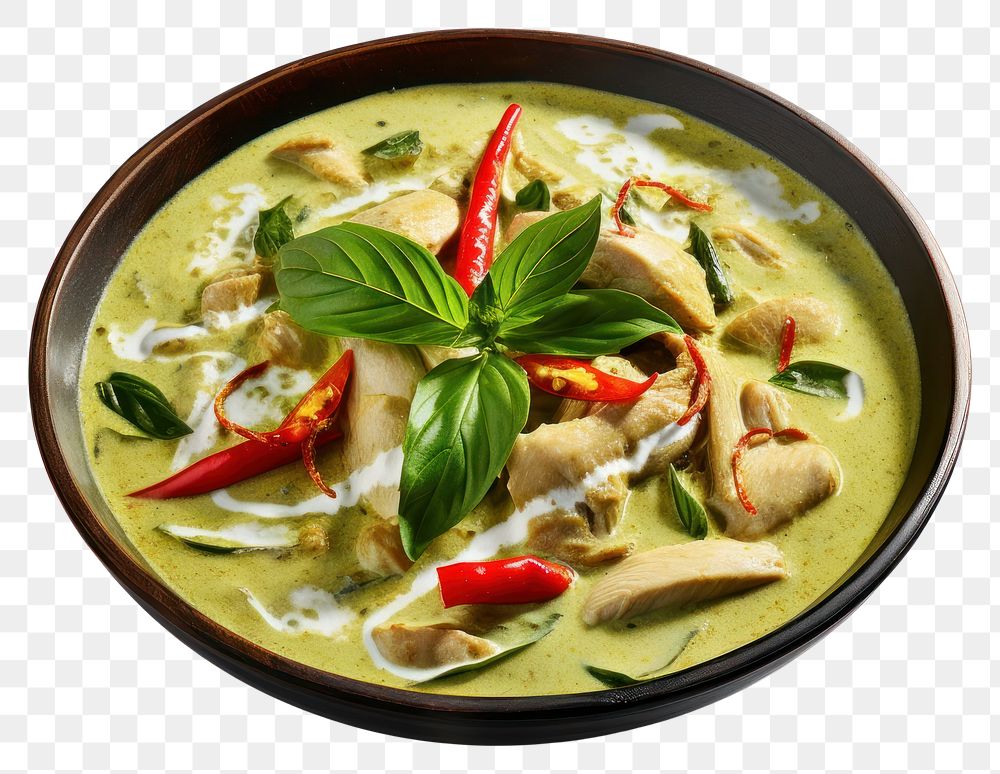 PNG Thai green curry plate food soup. AI generated Image by rawpixel.