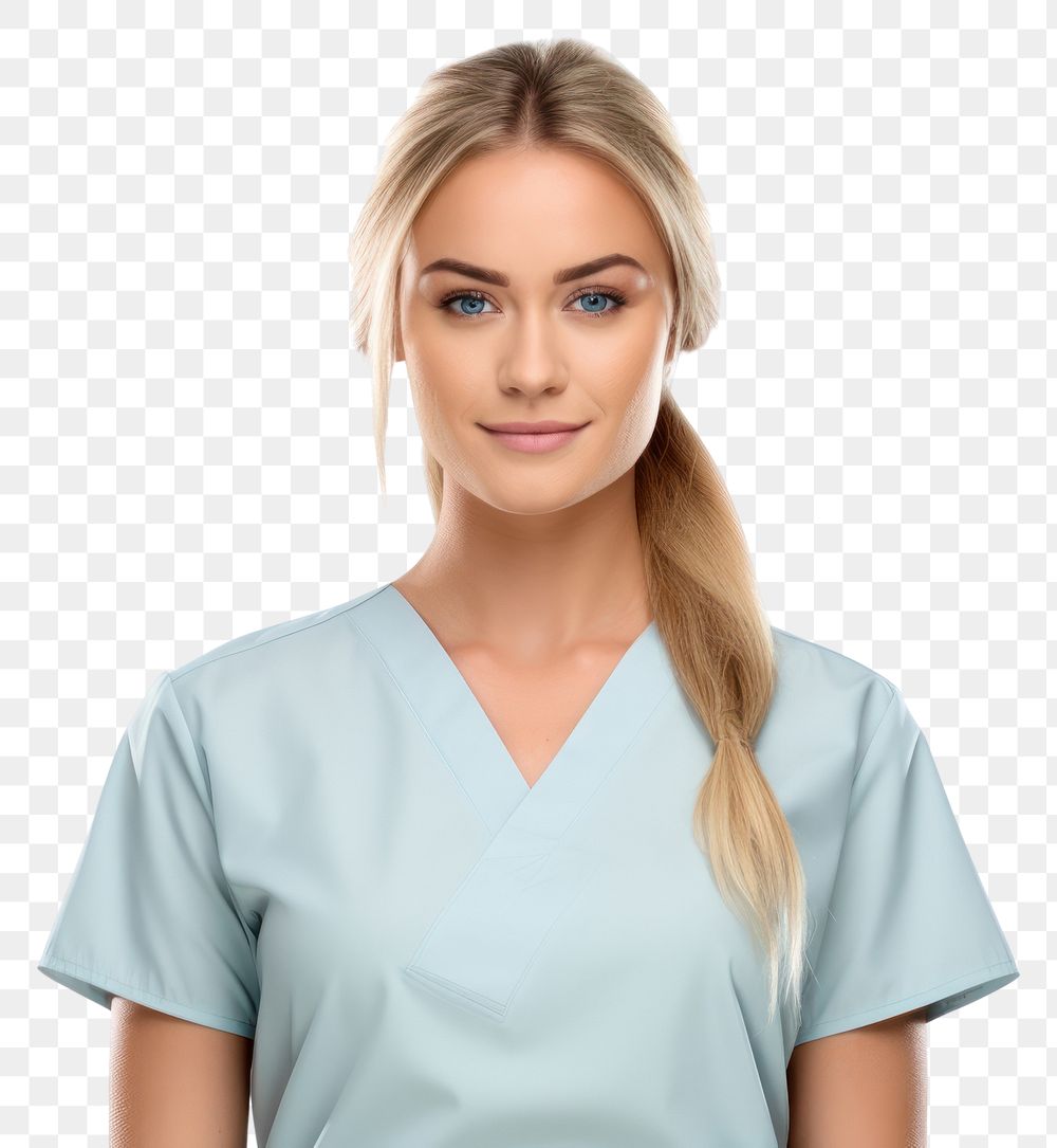 PNG  Young female nurse adult white background stethoscope. AI generated Image by rawpixel.