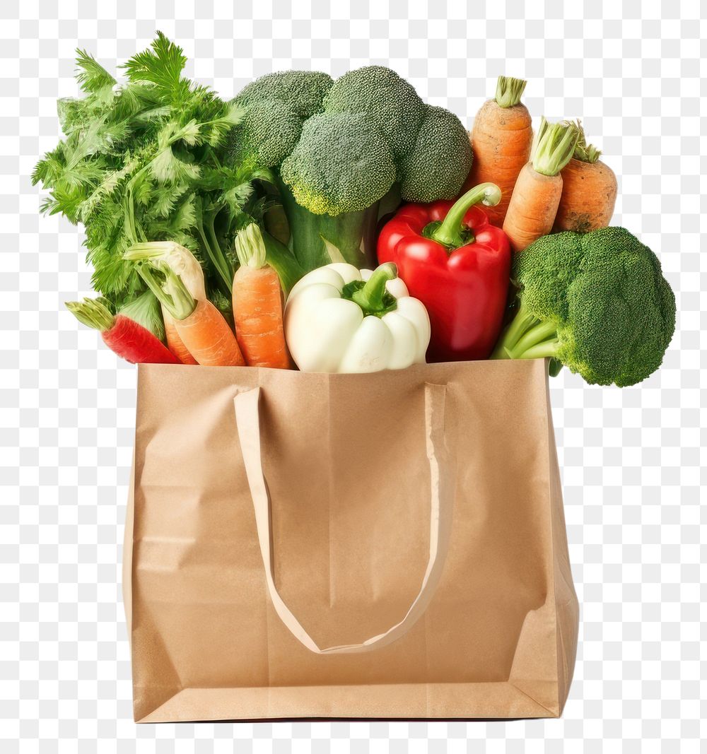 PNG Paper bag vegetable handbag food. AI generated Image by rawpixel.