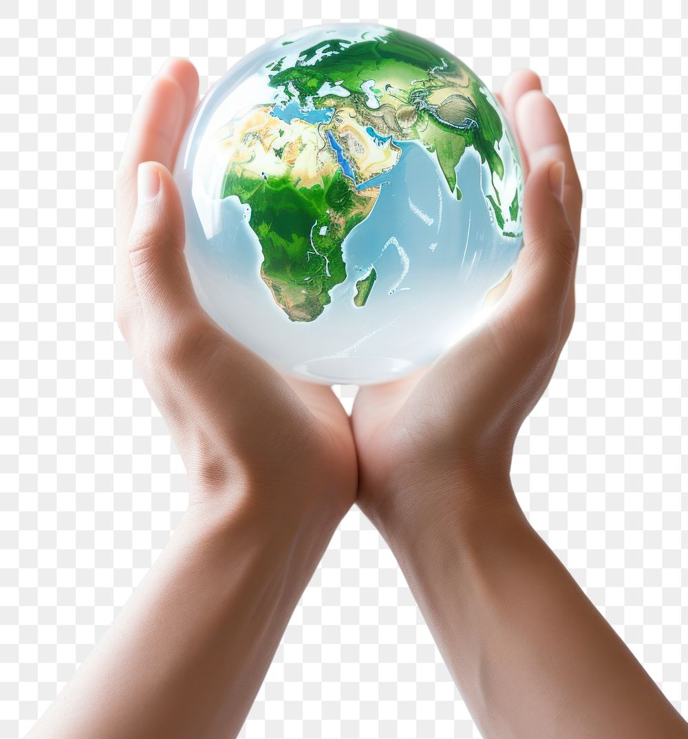 PNG  Hands holding globe sphere planet world. AI generated Image by rawpixel.