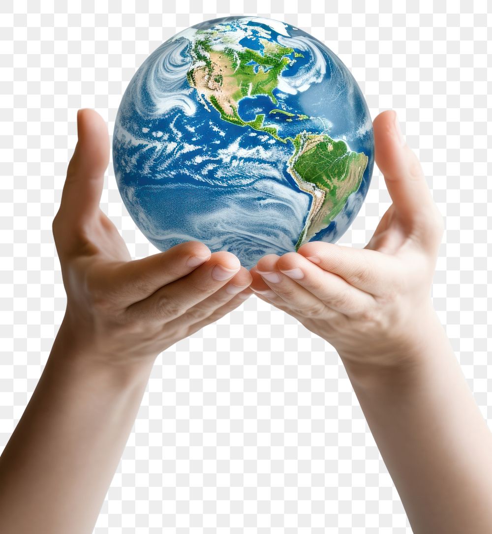 PNG  Hands holding world planet globe space. AI generated Image by rawpixel.