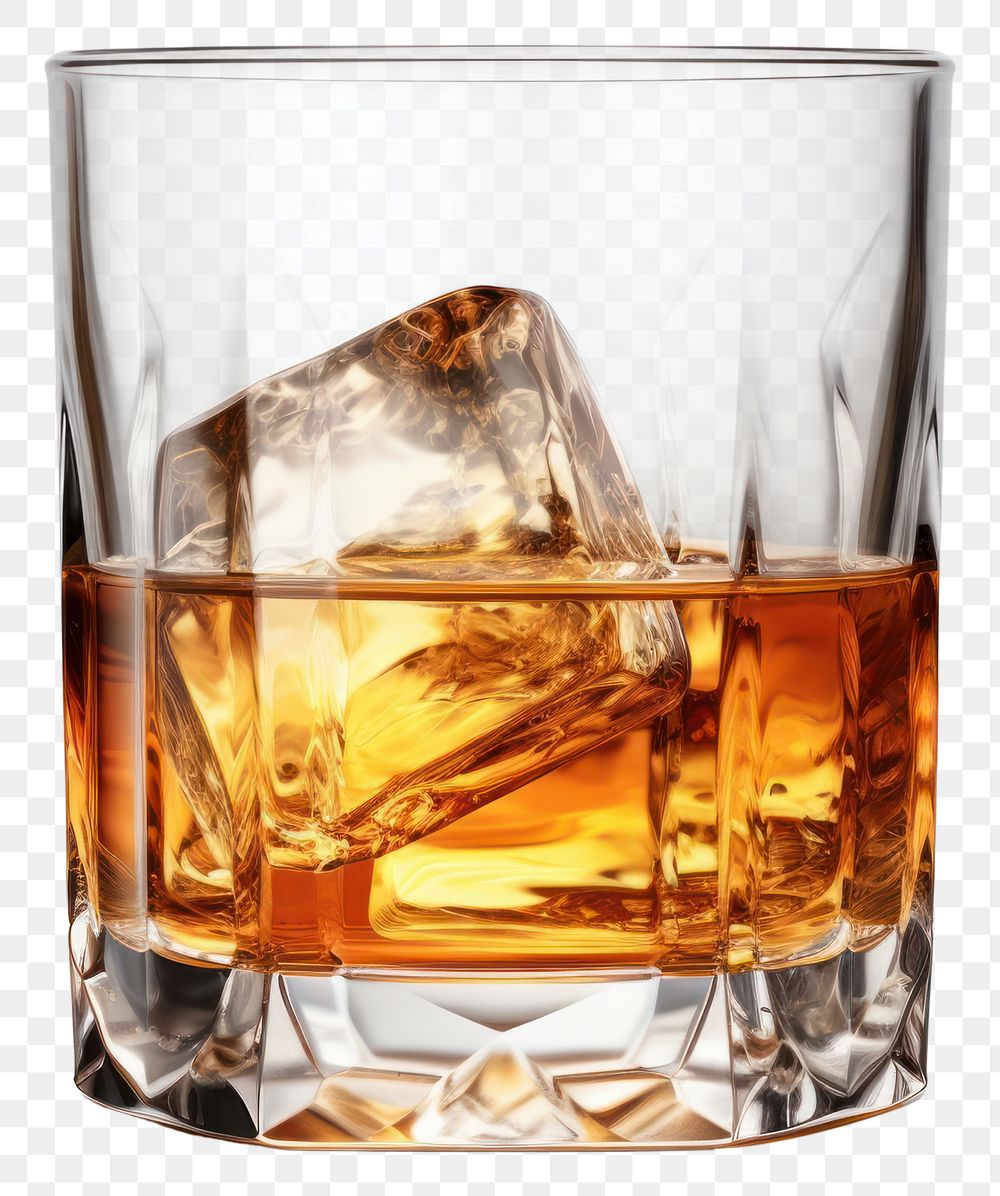 PNG Whiskey glass whisky drink white background. AI generated Image by rawpixel.