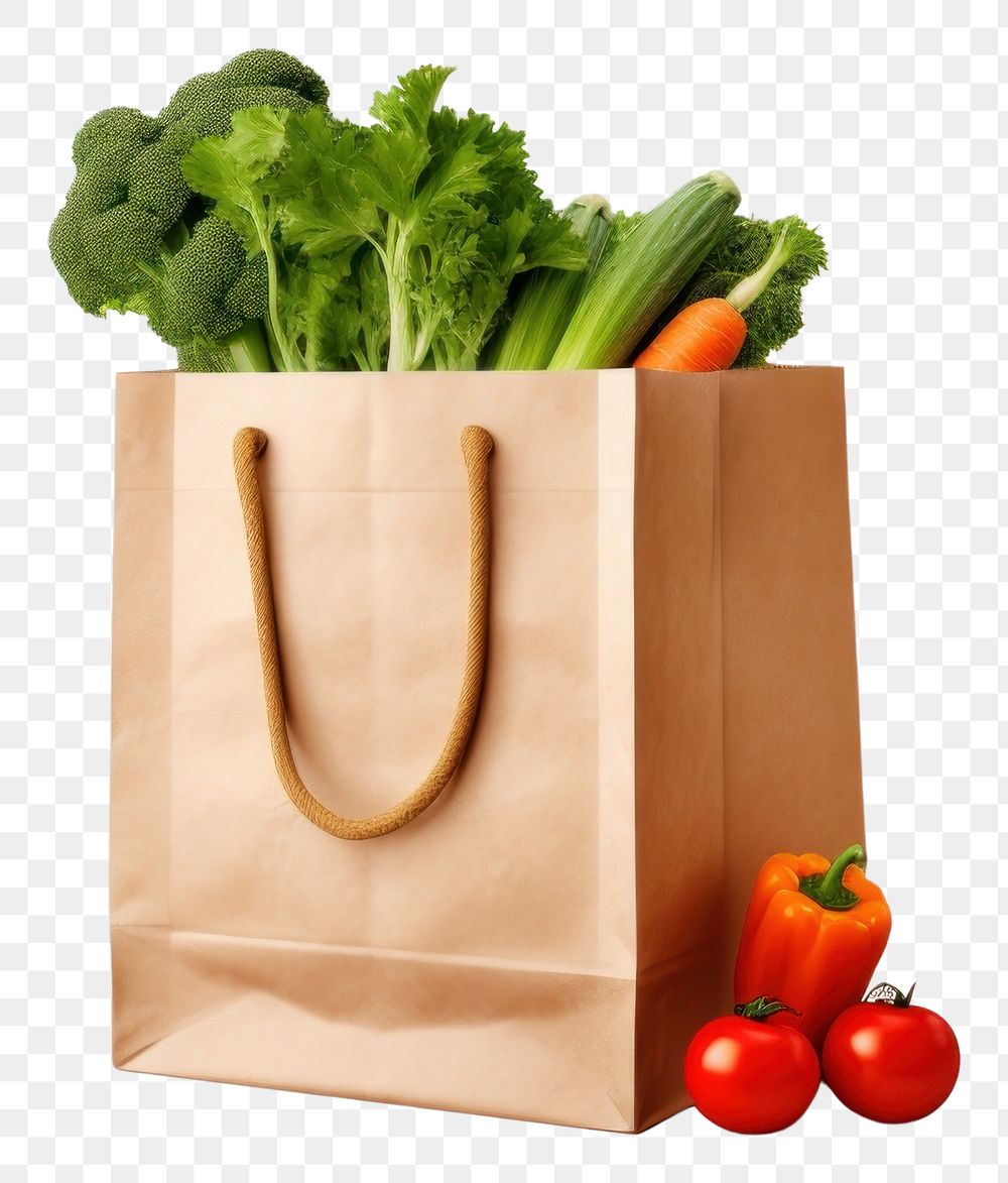 PNG Shopping bag paper food white background. AI generated Image by rawpixel.