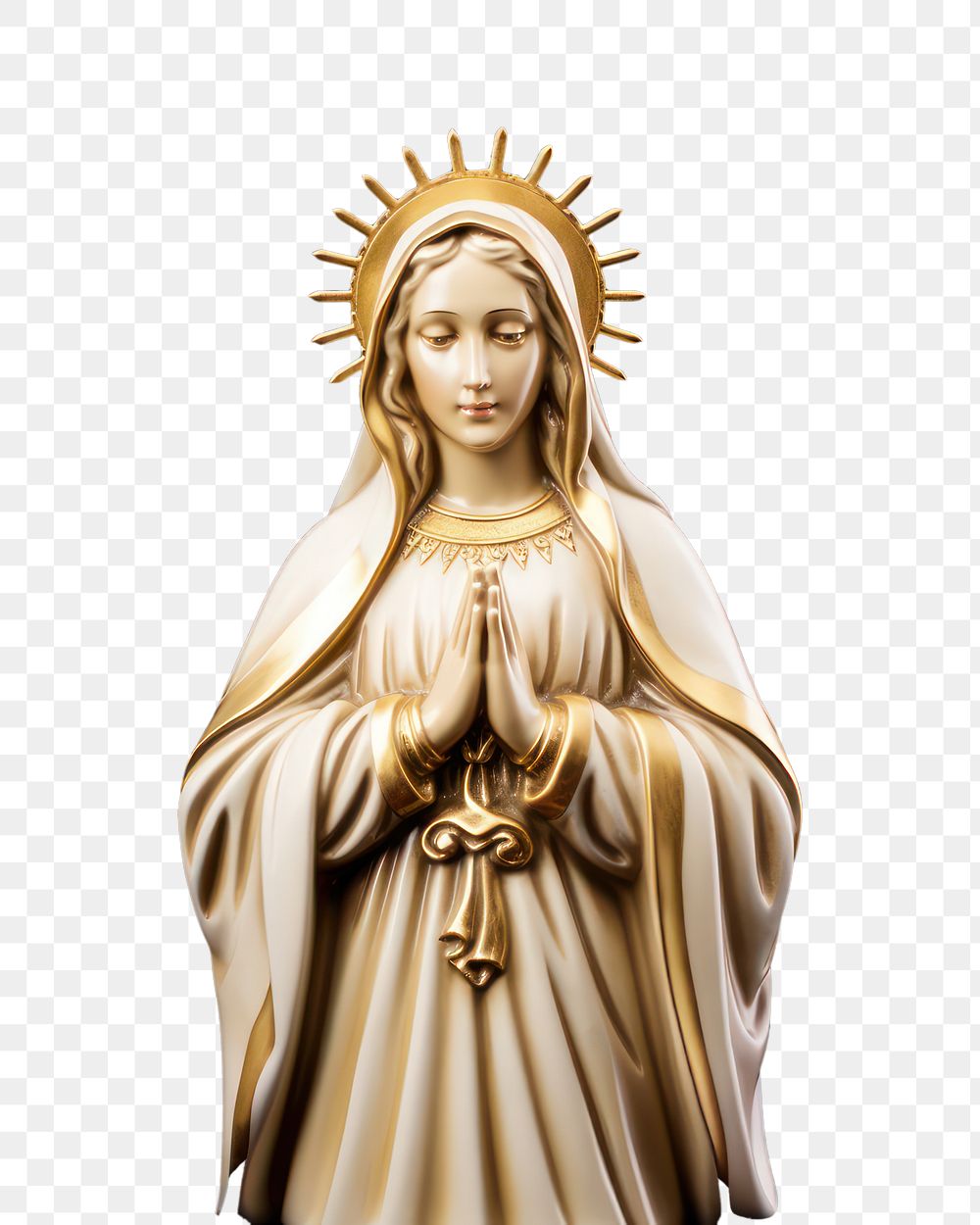 PNG  Saint mary sculpture figurine statue. AI generated Image by rawpixel.