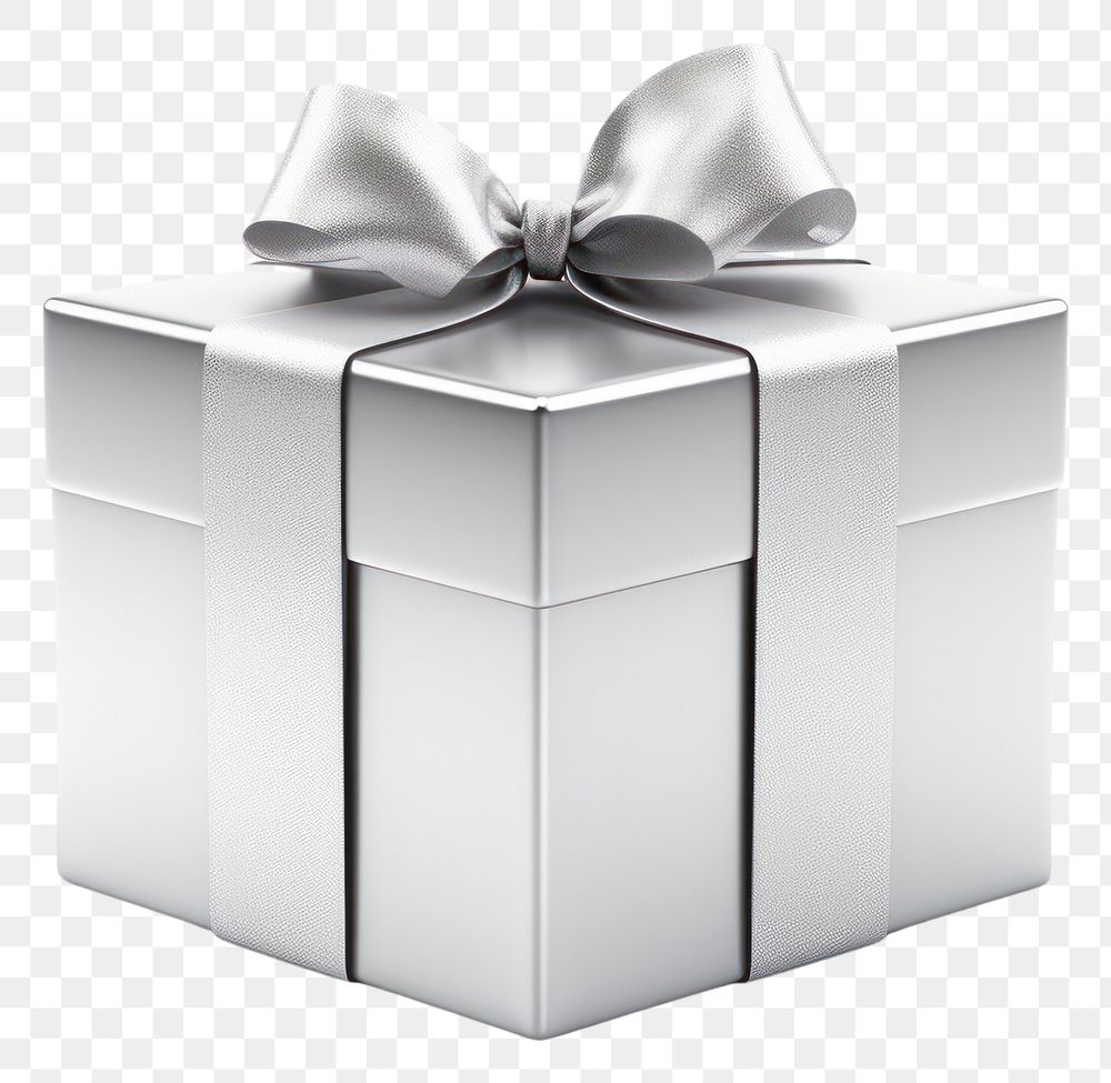 PNG Silver gift box white white background celebration. AI generated Image by rawpixel.
