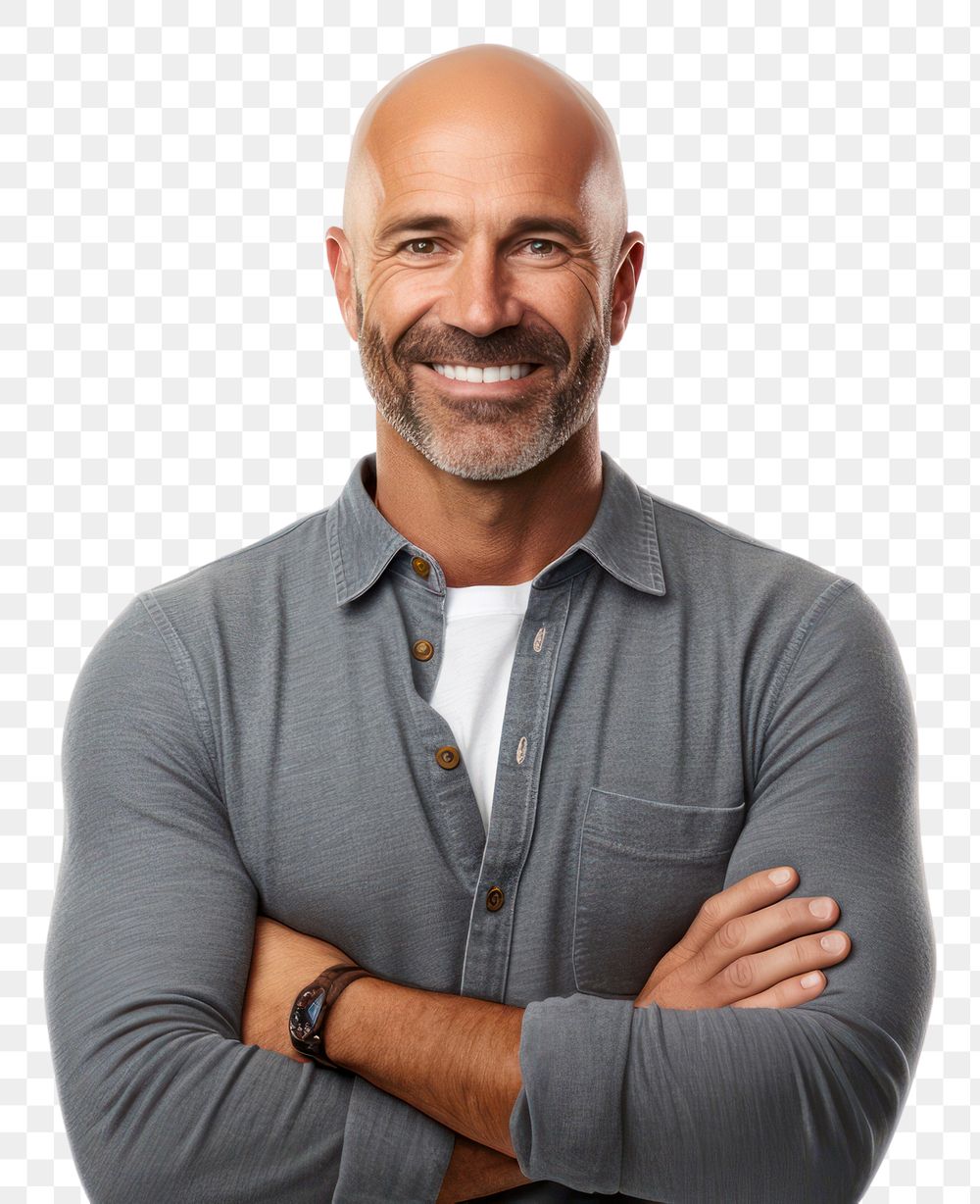 PNG Man armcrossed portrait smiling adult. AI generated Image by rawpixel.