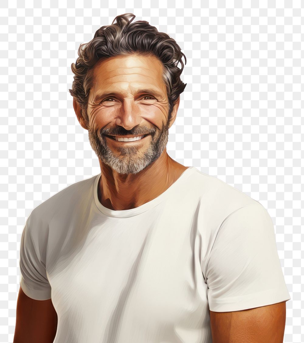 PNG Smiling man portrait t-shirt adult. AI generated Image by rawpixel.