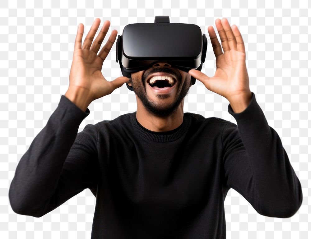 PNG Man experiencing VR portrait photo photography. AI generated Image by rawpixel.