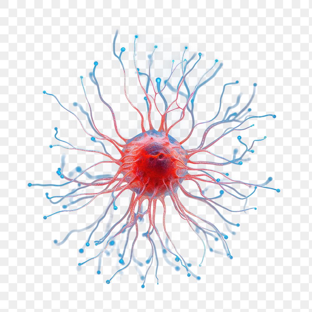 PNG A brain cell jellyfish red black background. AI generated Image by rawpixel.