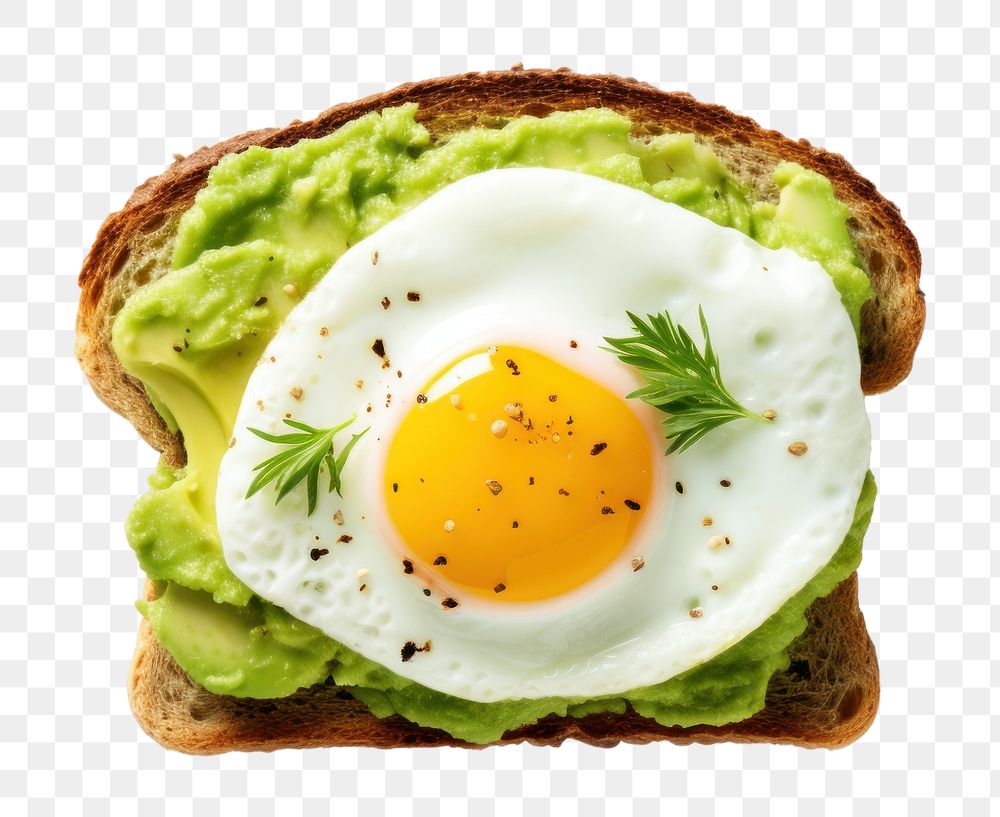 PNG Avocado toast egg food breakfast. AI generated Image by rawpixel.
