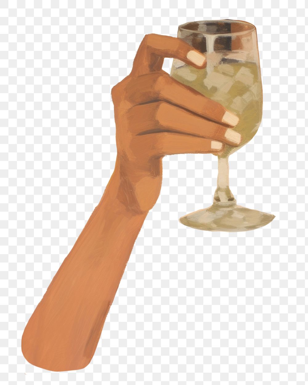 PNG  Hand holding cocktail painting fashion glass. AI generated Image by rawpixel.