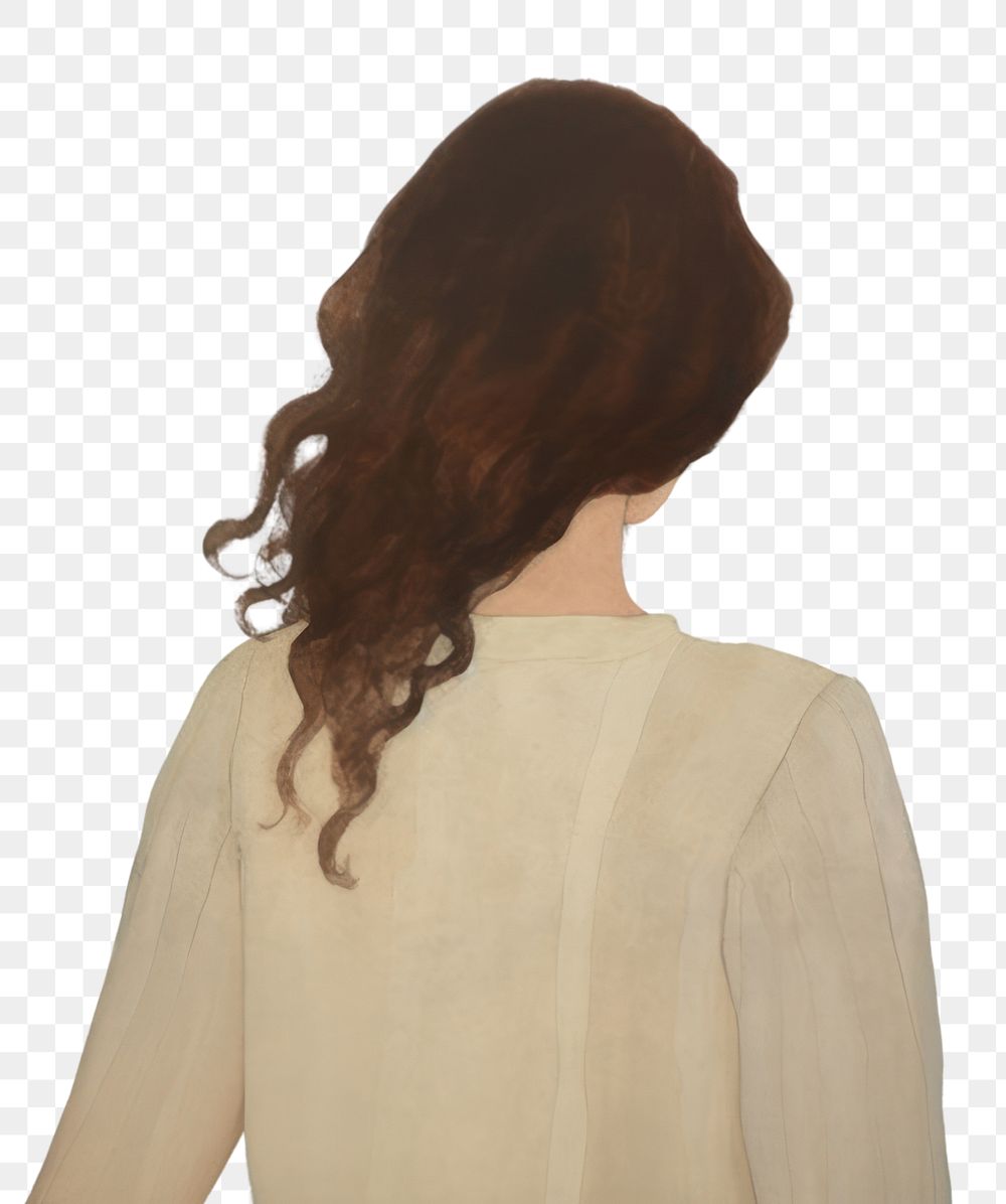 PNG  Back view of woman in front of the sea painting art adult. AI generated Image by rawpixel.