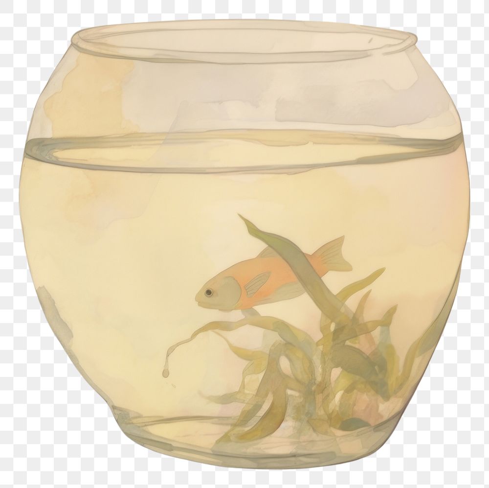 PNG  Gold fish in jar aquarium painting animal. AI generated Image by rawpixel.