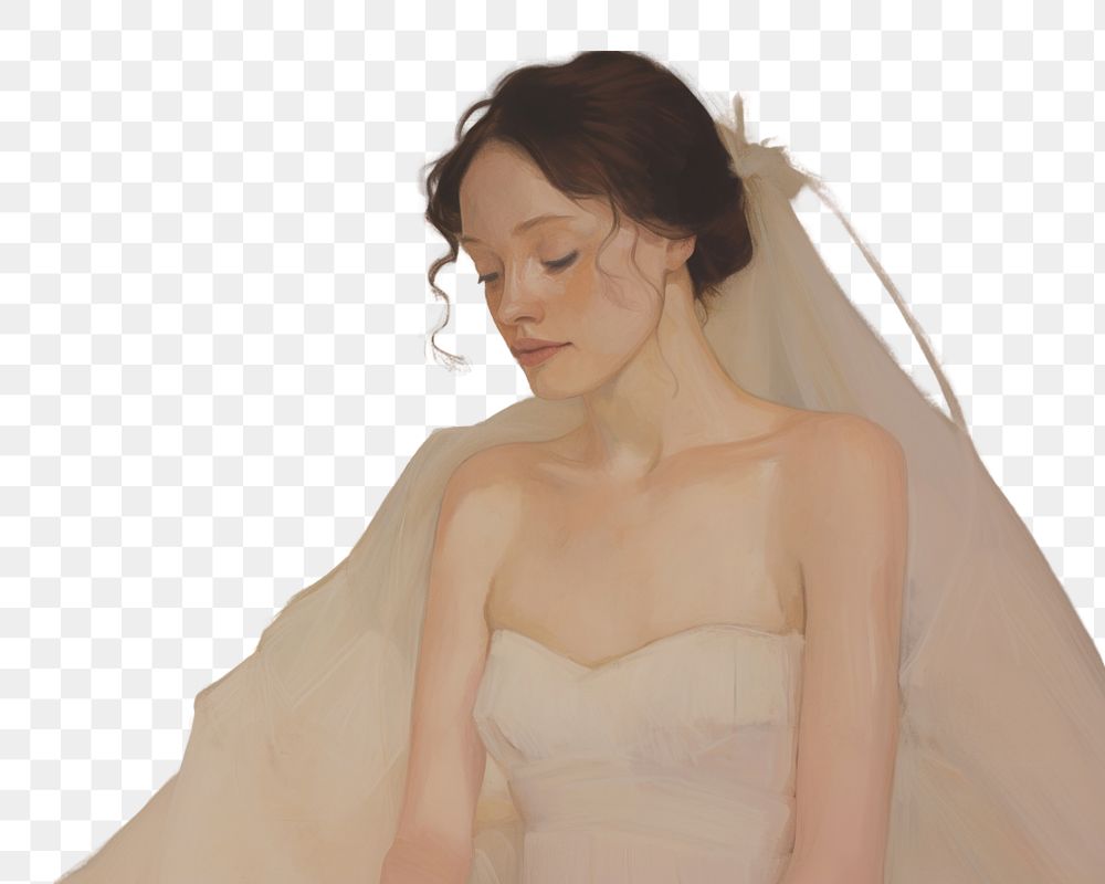 PNG  Bride painting portrait fashion. AI generated Image by rawpixel.