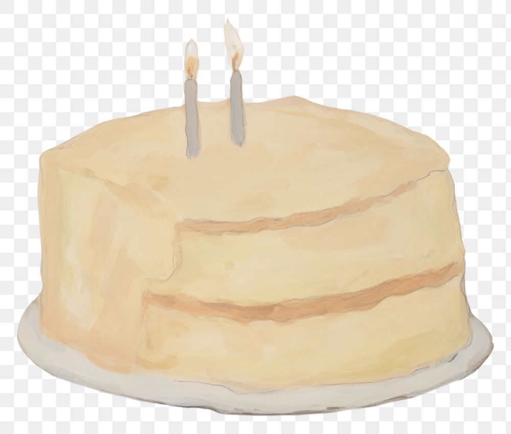 PNG  Birthday cake painting dessert candle. AI generated Image by rawpixel.