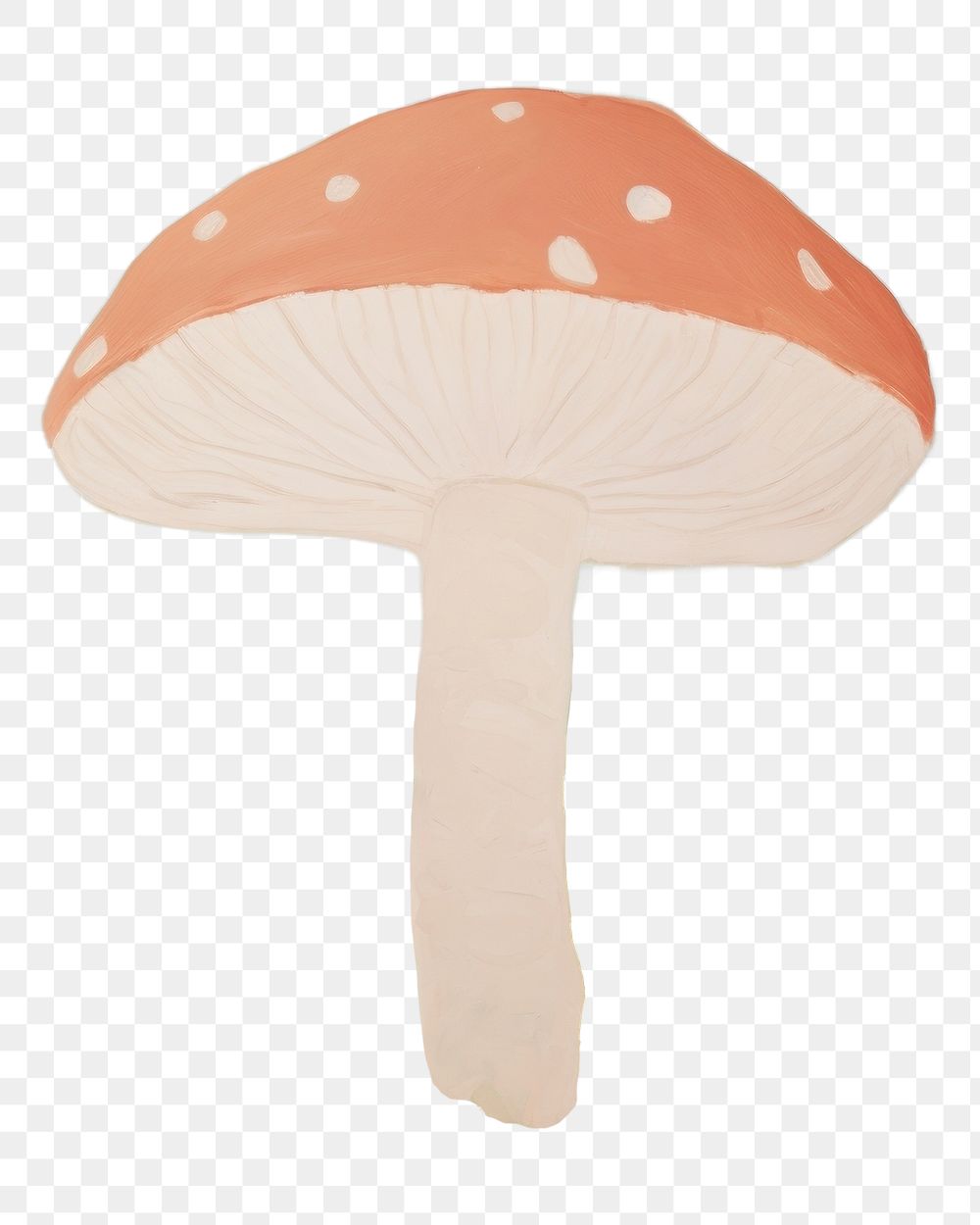 PNG  Red and white dot mushroom in the garden painting fungus agaric. AI generated Image by rawpixel.