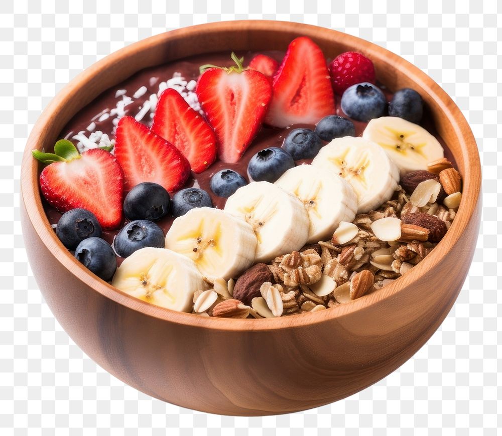 PNG  Acai bowl food wood strawberry. AI generated Image by rawpixel.