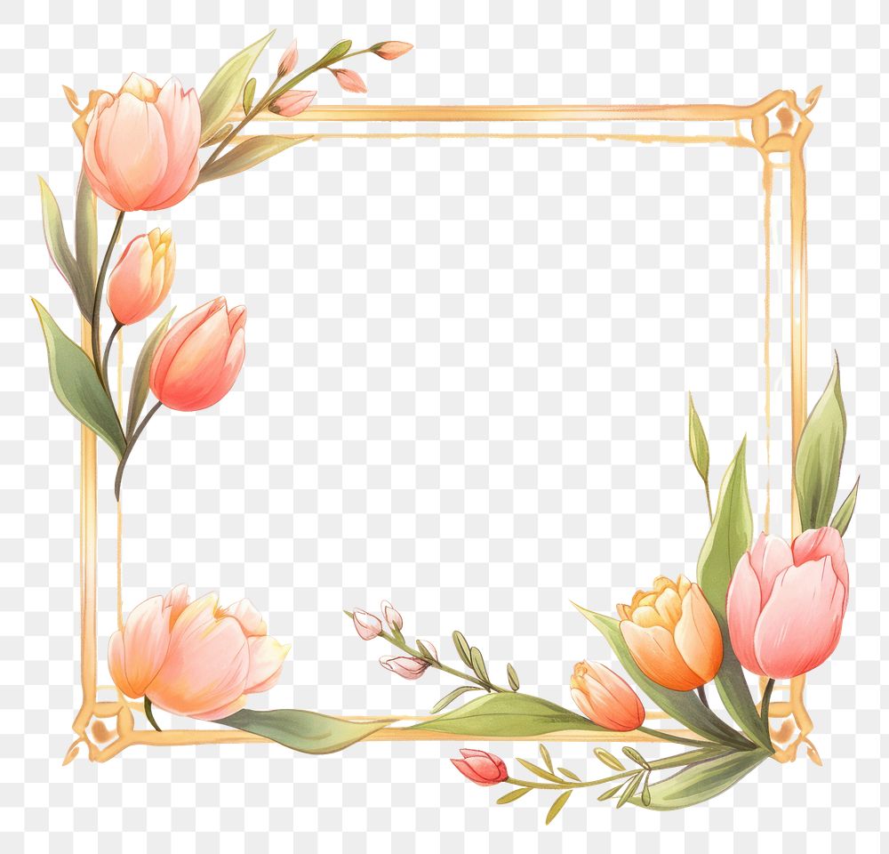 PNG Tulip flower plant frame. AI generated Image by rawpixel.