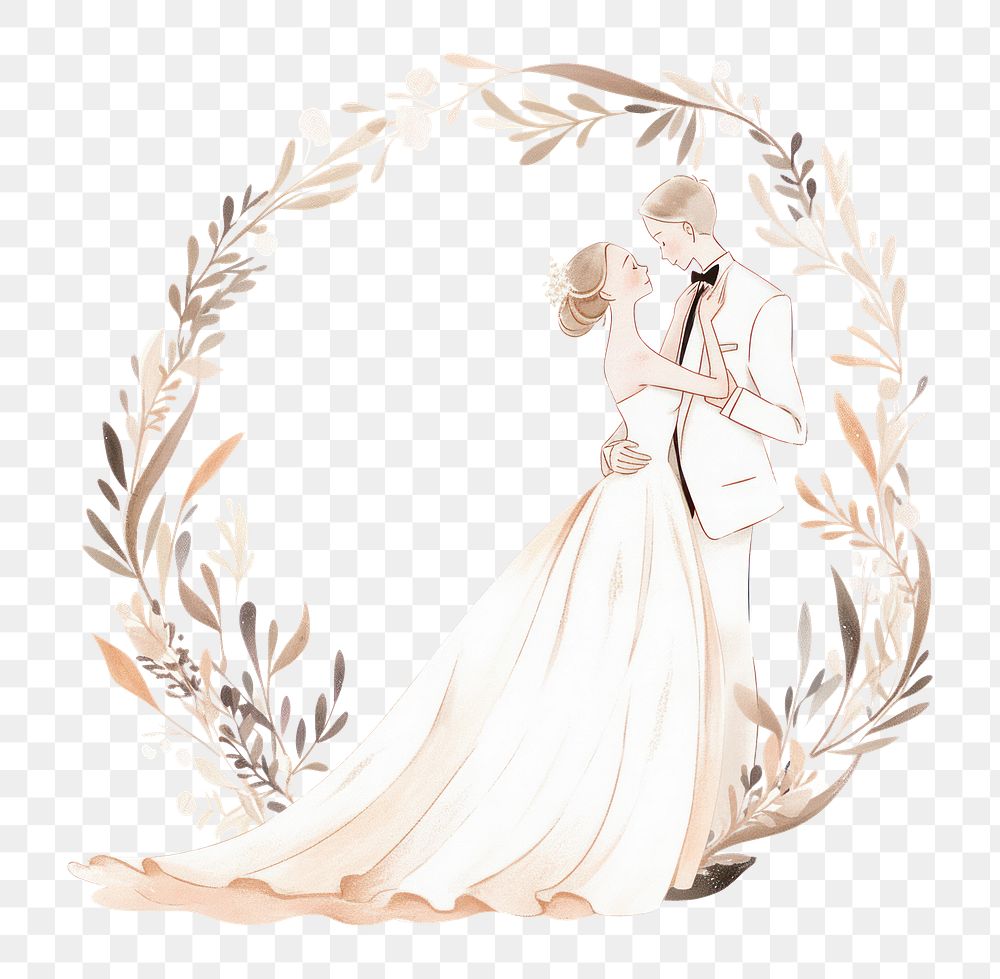 PNG Bride and groom wedding dress adult. AI generated Image by rawpixel.