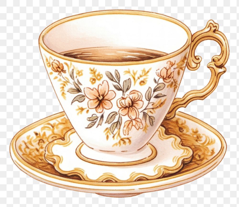 PNG Coffee cup saucer drink gold. 