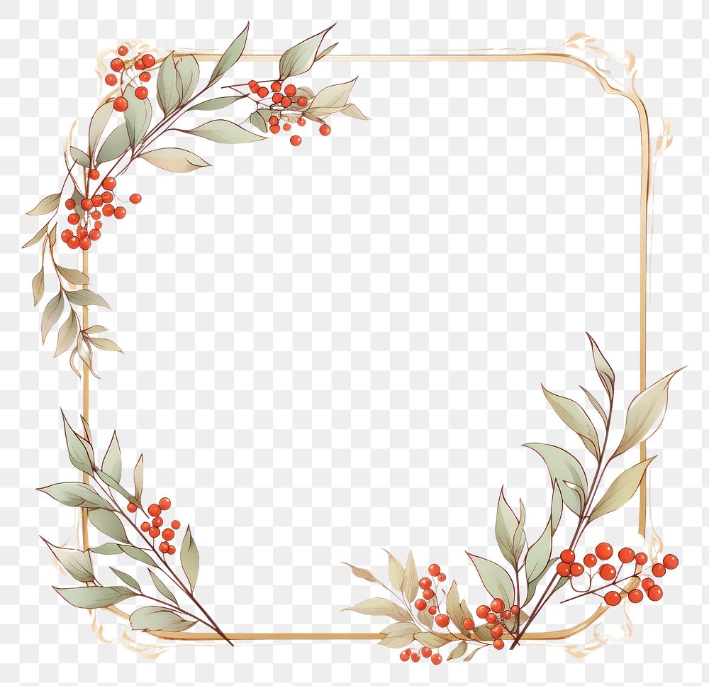 PNG Holly pattern frame art. AI generated Image by rawpixel.