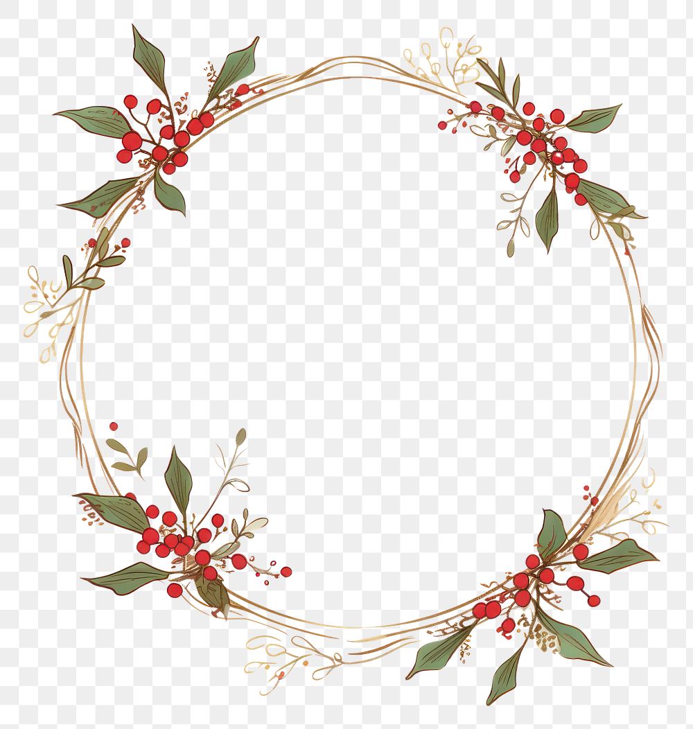 PNG Holly pattern wreath plant. AI generated Image by rawpixel.
