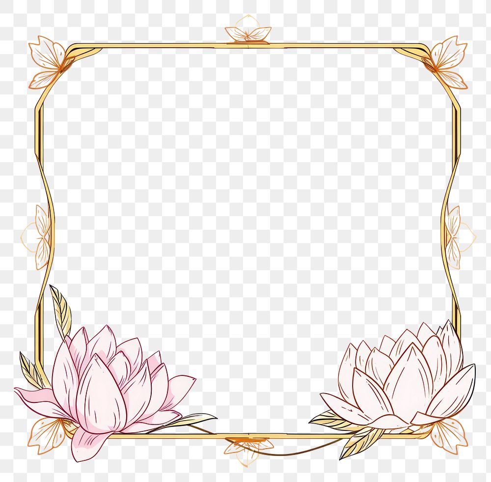 PNG Lotus pattern flower frame. AI generated Image by rawpixel.