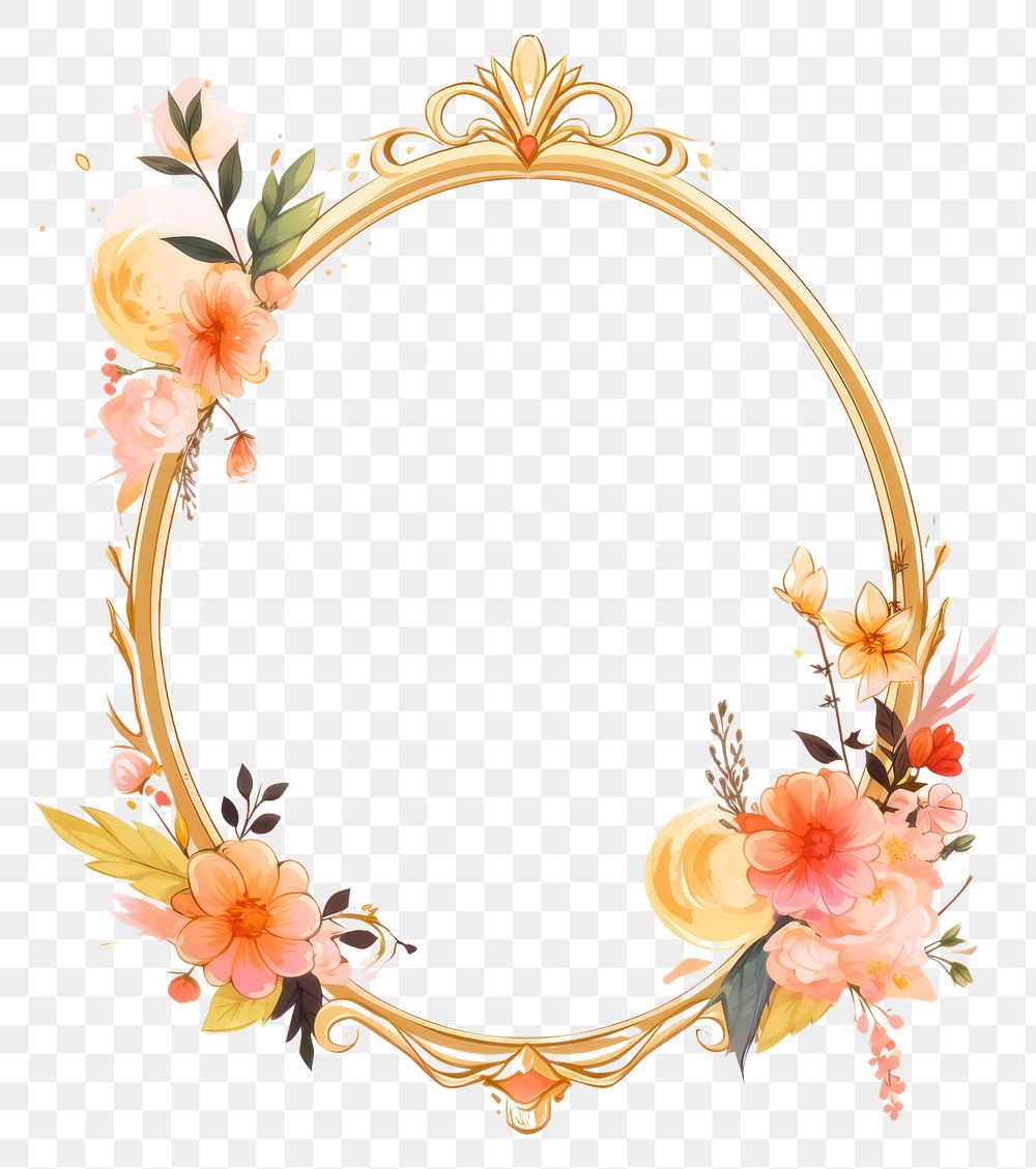 PNG Mirror pattern flower frame. AI generated Image by rawpixel.
