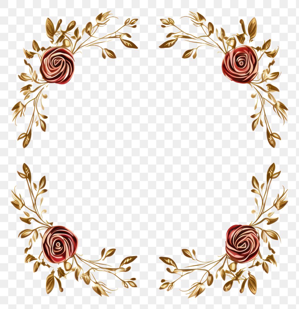 PNG Rose pattern frame art. AI generated Image by rawpixel.