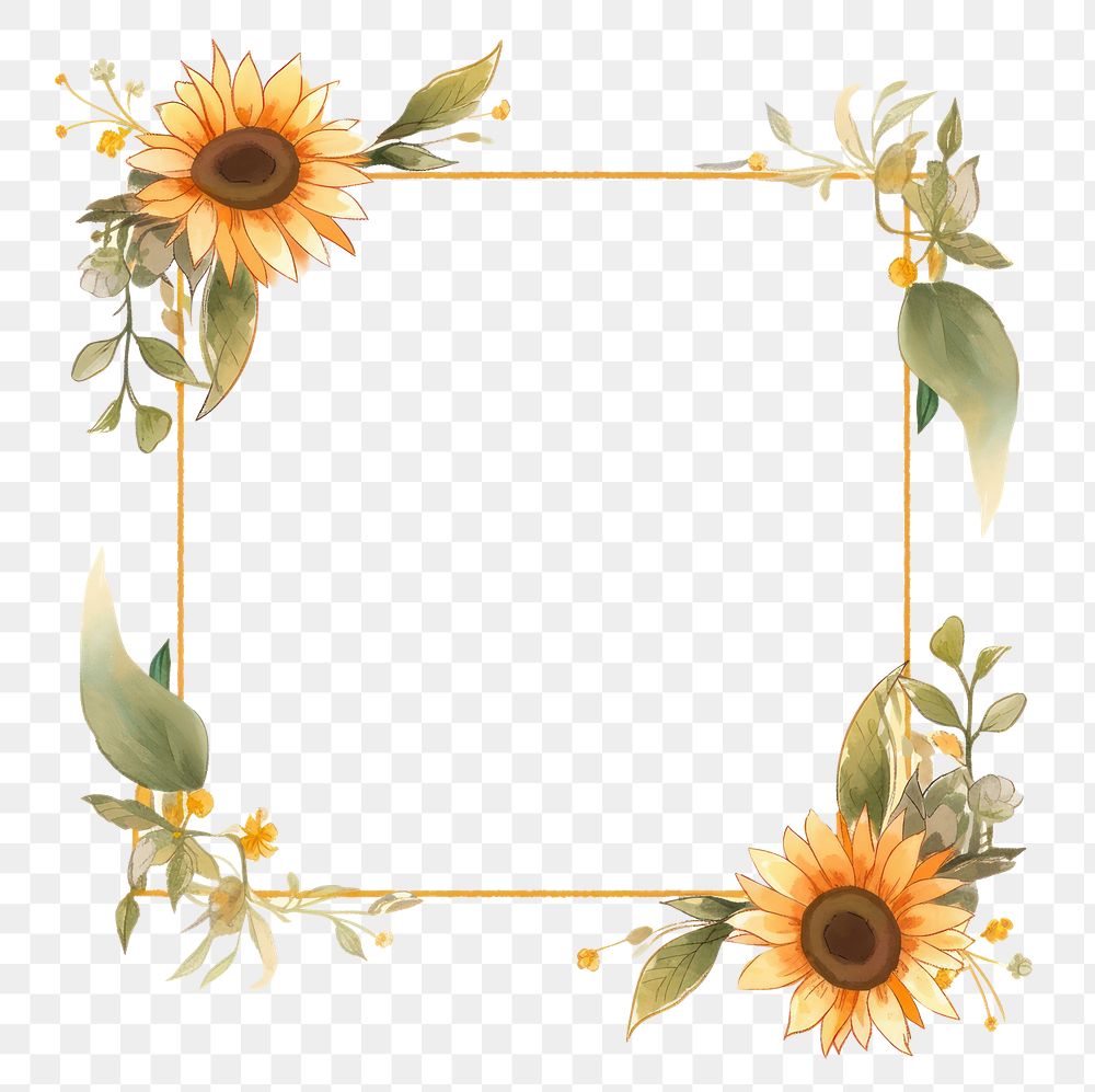 PNG Sunflower pattern frame plant. AI generated Image by rawpixel.